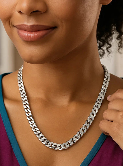 14k White Gold 22 inch Polished Curb Chain Necklace