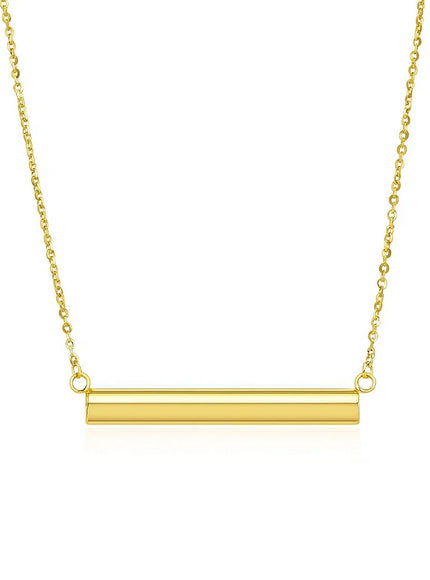 14k Yellow Gold Chain Necklace with a Shiny Flat Bar