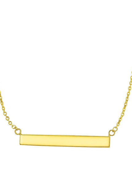 14k Yellow Gold Chain Necklace with a Shiny Flat Bar