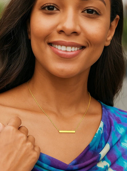 14k Yellow Gold Chain Necklace with a Shiny Flat Bar