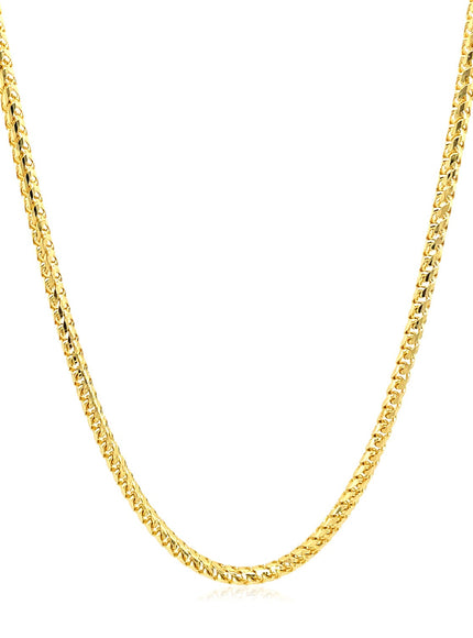 2.2mm 14k Yellow Solid Gold Diamond Cut Round Franco Chain