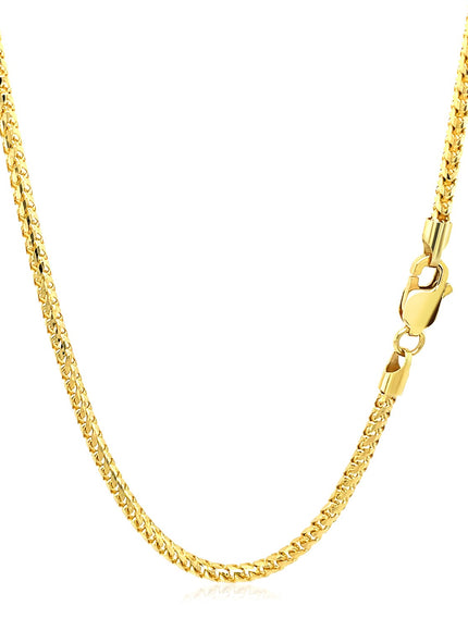 2.2mm 14k Yellow Solid Gold Diamond Cut Round Franco Chain