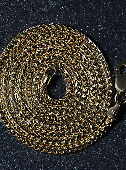 2.2mm 14k Yellow Solid Gold Diamond Cut Round Franco Chain