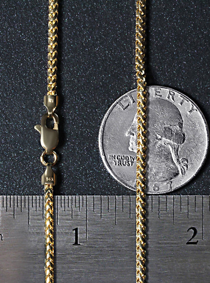 2.2mm 14k Yellow Solid Gold Diamond Cut Round Franco Chain