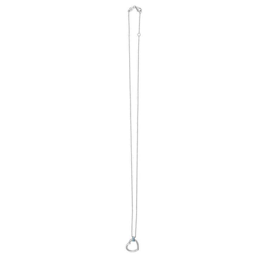 Blue Topez Baguette Heart Necklace in 14K White Gold