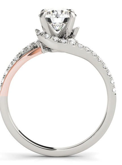 14k White And Rose Gold Bypass Shank Diamond Engagement Ring (1 1/3 cttw)
