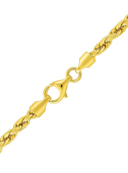 3.5mm 10k Yellow Gold Solid Diamond Cut Rope Bracelet