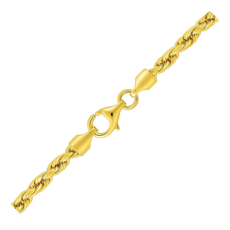 3.5mm 10k Yellow Gold Solid Diamond Cut Rope Bracelet