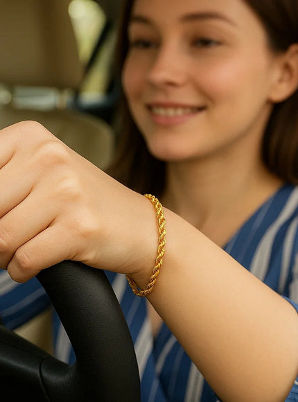 3.5mm 10k Yellow Gold Solid Diamond Cut Rope Bracelet