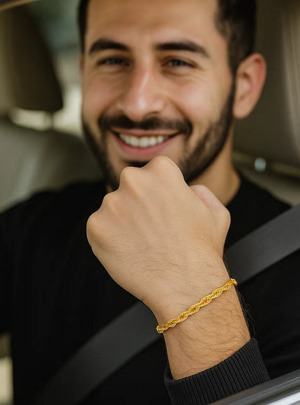 3.5mm 10k Yellow Gold Solid Diamond Cut Rope Bracelet