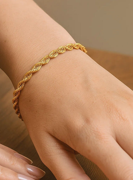 3.5mm 10k Yellow Gold Solid Diamond Cut Rope Bracelet