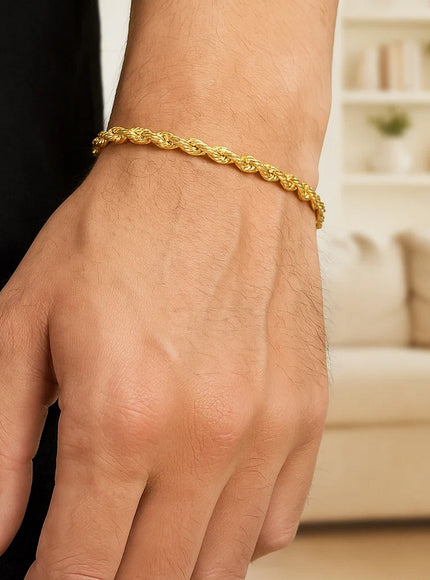 3.5mm 10k Yellow Gold Solid Diamond Cut Rope Bracelet