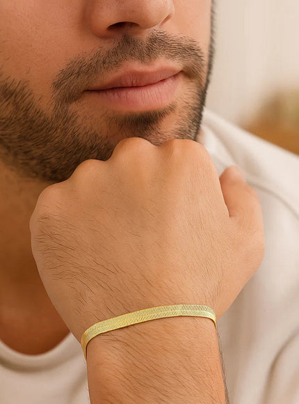 4.0mm 14k Yellow Gold Super Flex Herringbone Bracelet
