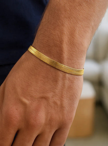 4.0mm 14k Yellow Gold Super Flex Herringbone Bracelet