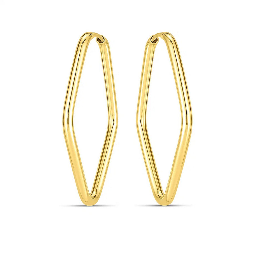 14k Yellow Gold Endless Marquise Hoops