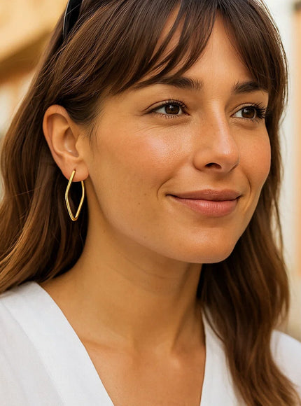 14k Yellow Gold Endless Marquise Hoops