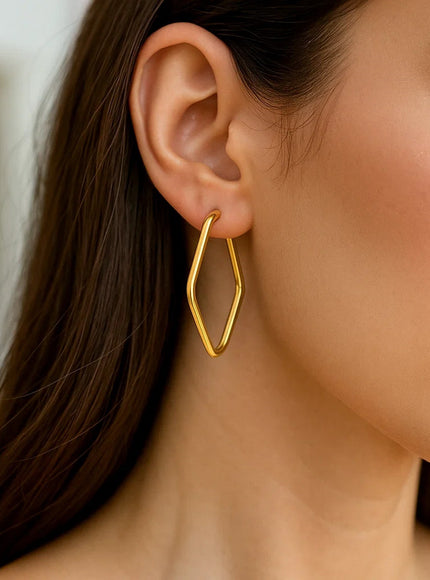 14k Yellow Gold Endless Marquise Hoops