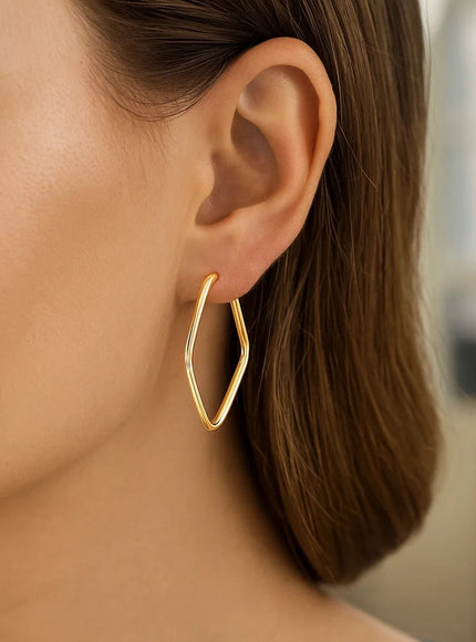 14k Yellow Gold Endless Marquise Hoops