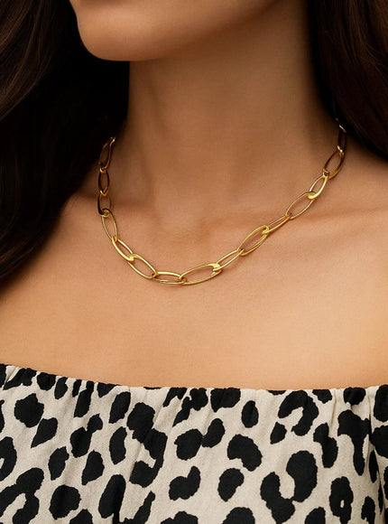 14K Yellow Gold Italian Oval Links Necklace