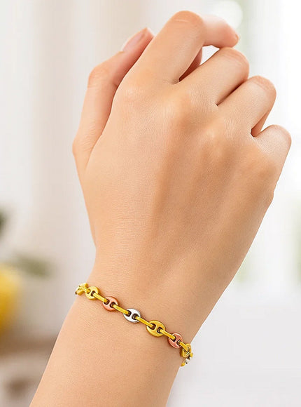 14k Tri Color Gold Mariner Link Bracelet