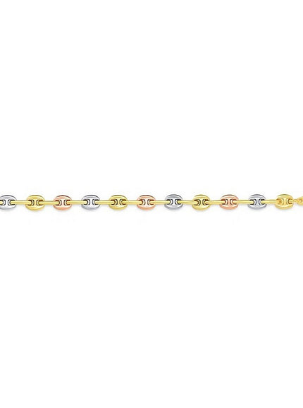 14k Tri Color Gold Mariner Link Bracelet