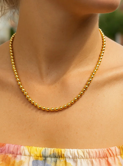 14k Yellow Gold Bead Chain Necklace(4mm)