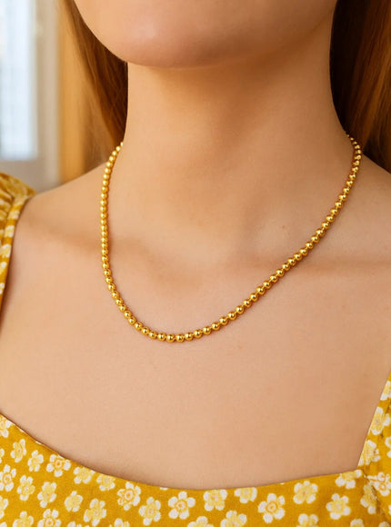 14k Yellow Gold Bead Chain Necklace(4mm)