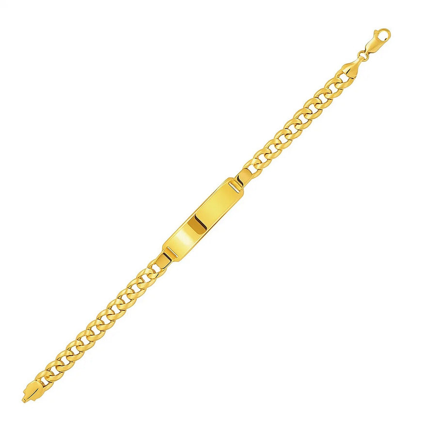 14k Yellow Gold Men's ID Cuban Chain Bracelet