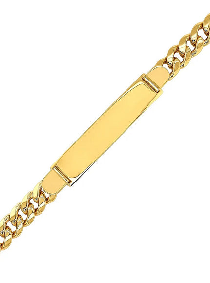 14k Yellow Gold Men's ID Cuban Chain Bracelet