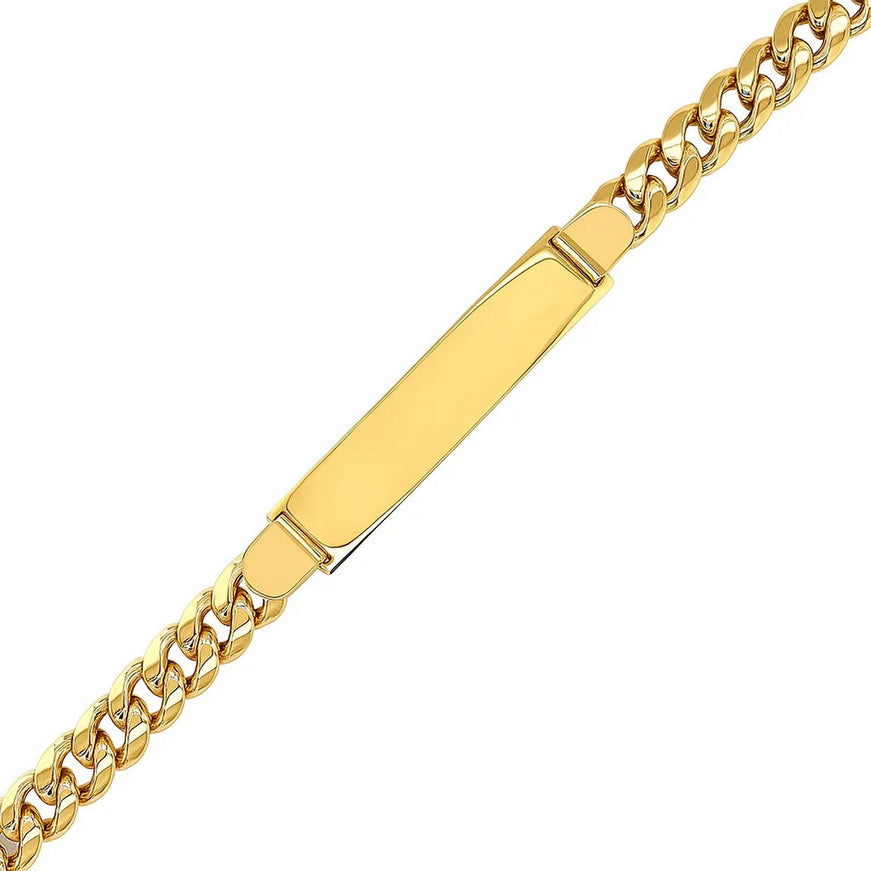 14k Yellow Gold Men's ID Cuban Chain Bracelet
