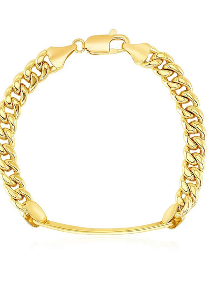 14k Yellow Gold Men's ID Cuban Chain Bracelet