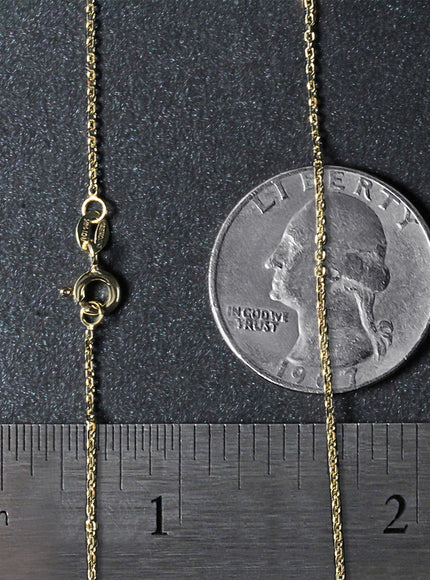 18k Yellow Gold Diamond Cut Cable Link Chain 1.1mm