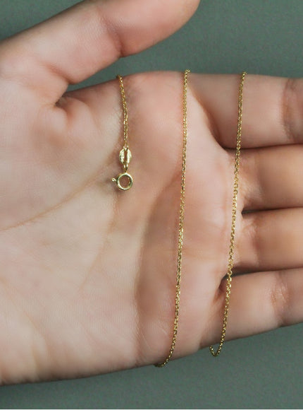 18k Yellow Gold Diamond Cut Cable Link Chain 1.1mm