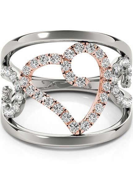 Heart Motif Filigree Style Diamond Ring in 14k White And Rose Gold (1/4 cttw)
