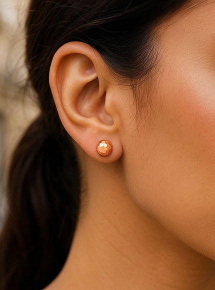 14k Rose Gold Round Faceted Style Stud Earrings