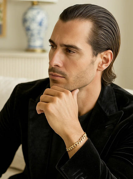 8.2mm 10k Yellow Gold Curb Bracelet