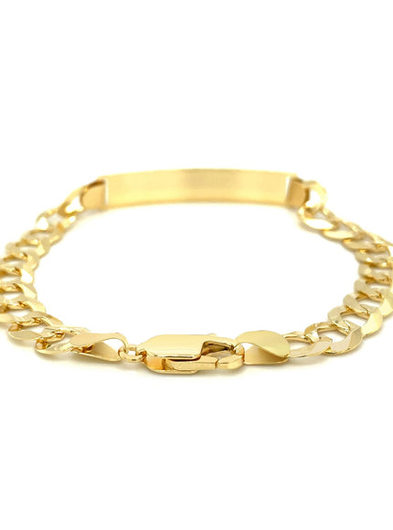 14k Yellow Gold 8 1/2 inch Mens Curb Chain ID Bracelet