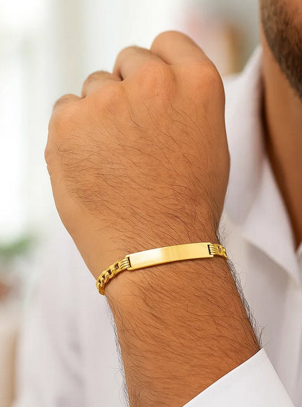 14k Yellow Gold 8 1/2 inch Mens Curb Chain ID Bracelet