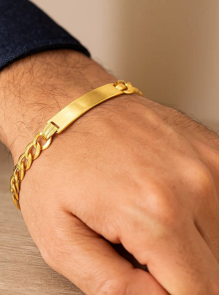 14k Yellow Gold 8 1/2 inch Mens Curb Chain ID Bracelet