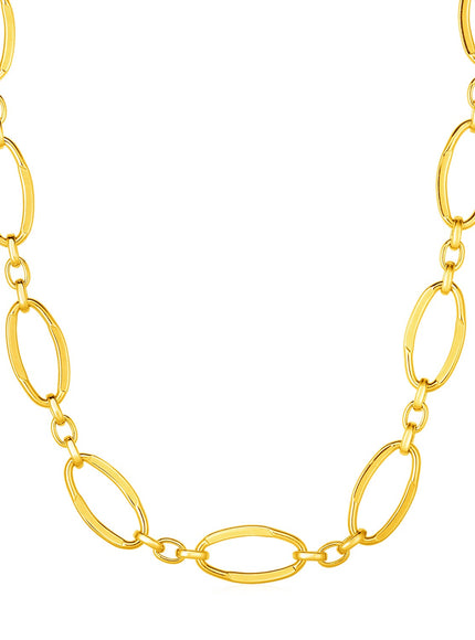 14k Yellow Gold Necklace with Polished Oval Links