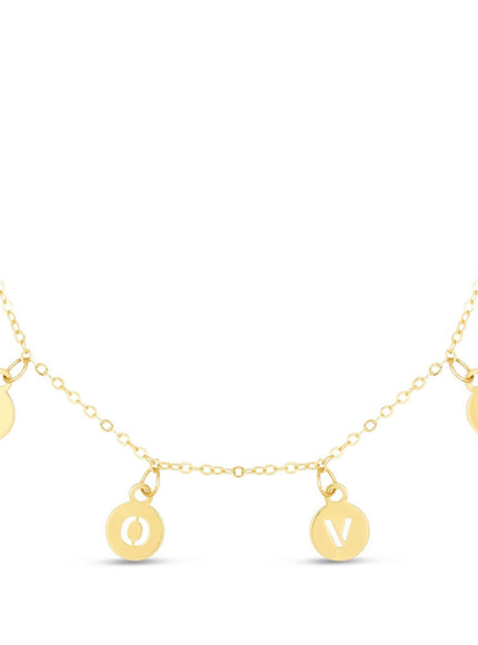 14k Yellow Gold Love Necklace with Circle Drops