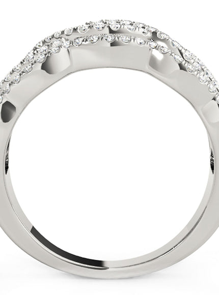Diamond Studded Ring with Four Curves in 14k White Gold (5/8 cttw)