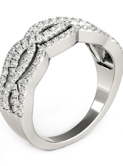 Diamond Studded Ring with Four Curves in 14k White Gold (5/8 cttw)