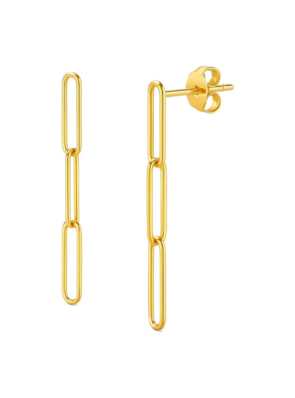 14k Yellow Gold Paperclip Chain Dangle Earrings