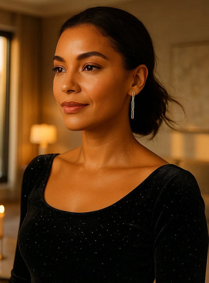 14k Yellow Gold Paperclip Chain Dangle Earrings