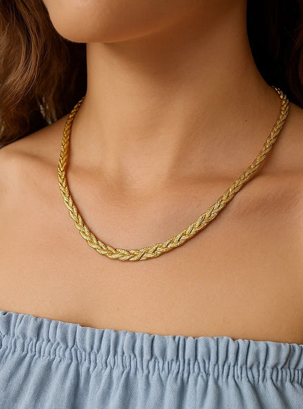 14k Yellow Gold Braided Herringbone Chain (3.2mm)