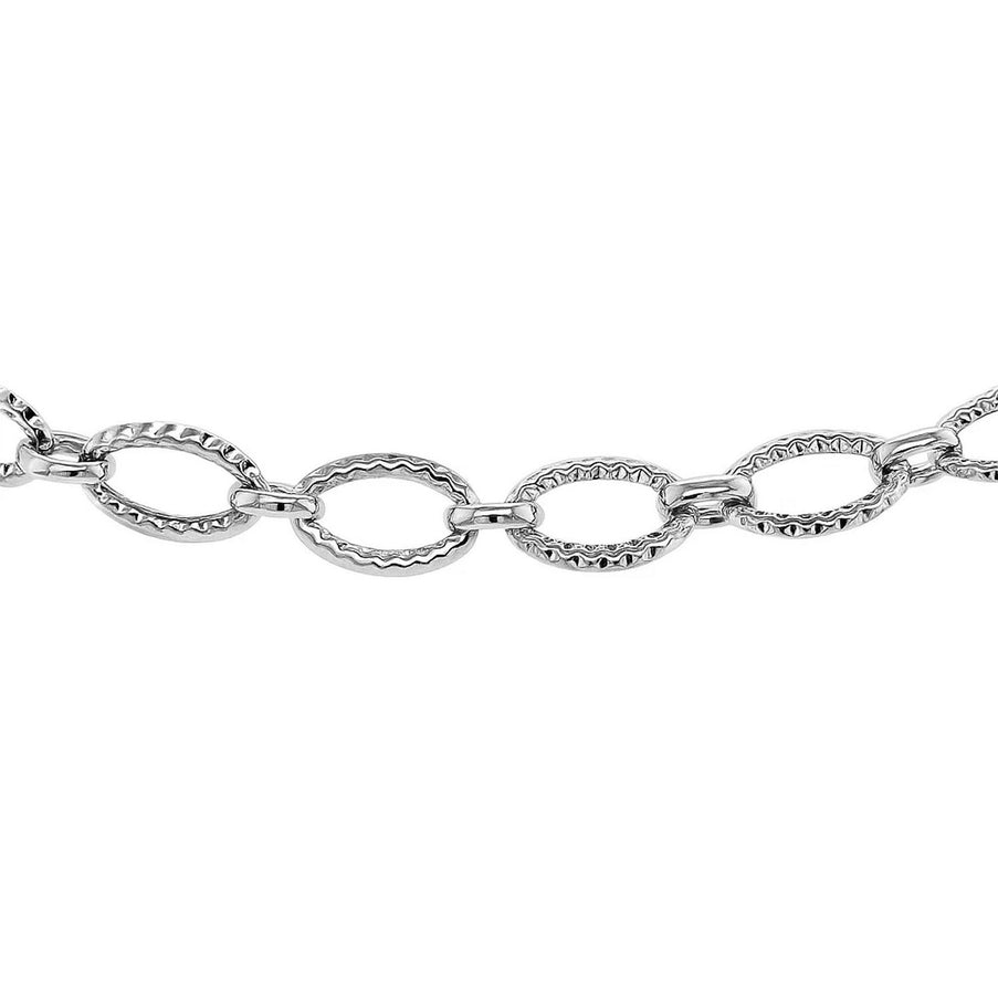 Textured Oval Link Bracelet in 14k White Gold