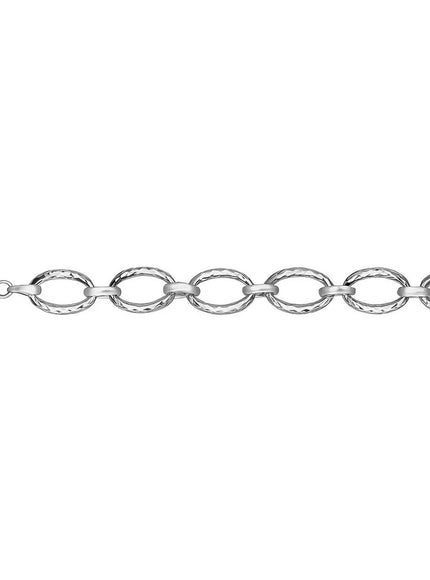 Textured Oval Link Bracelet in 14k White Gold