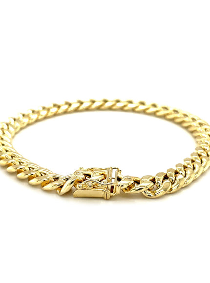 7.5mm 14k Yellow Gold Semi Solid Miami Cuban Bracelet