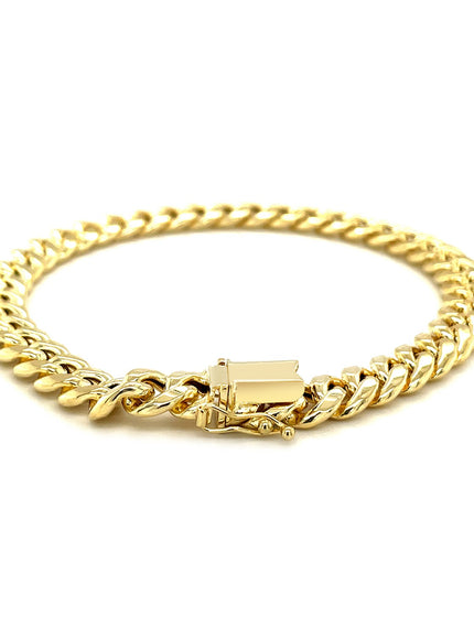 7.5mm 14k Yellow Gold Semi Solid Miami Cuban Bracelet